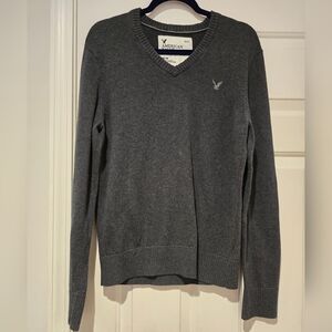 American Eagle Outfitters Sweater Mens Medium Heathered Gray V-Neck Pullover